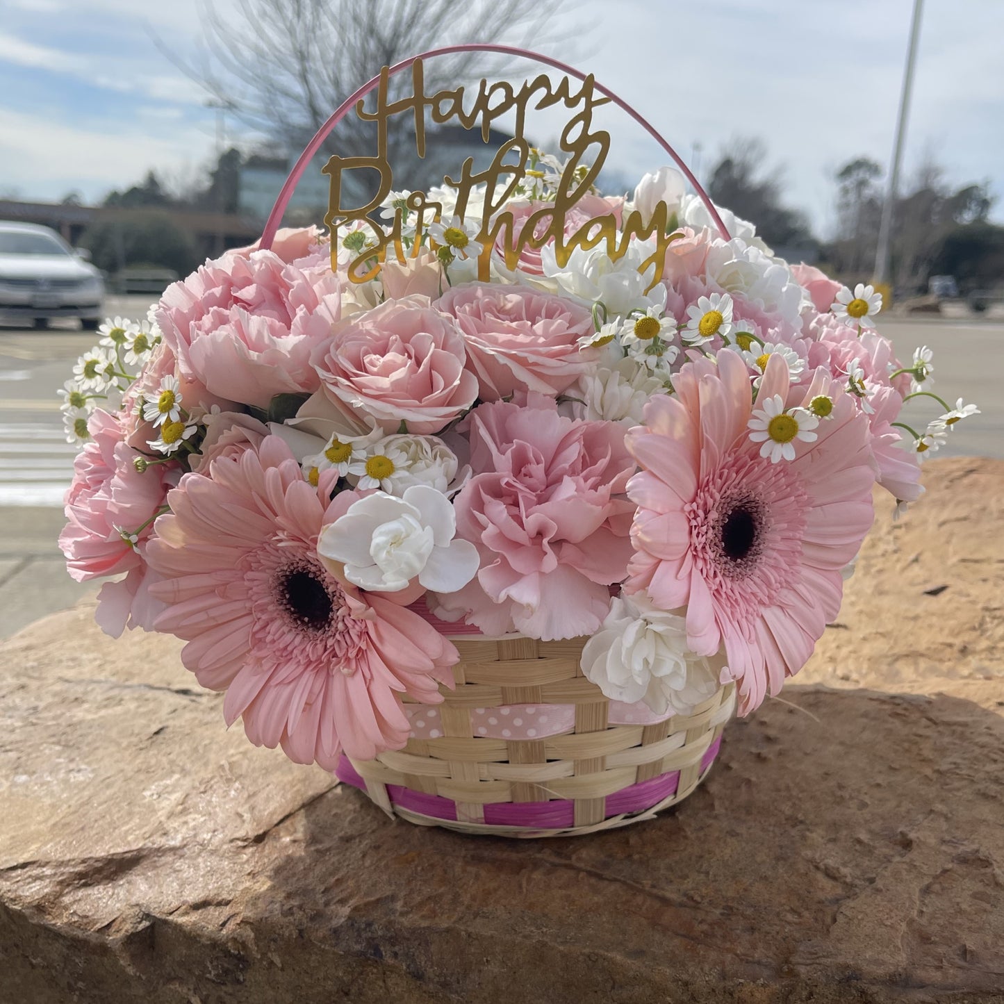 Pink Floral Basket