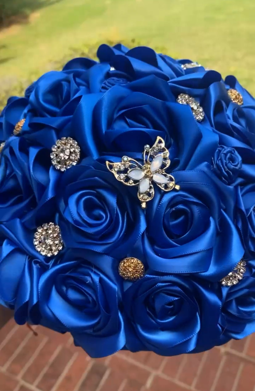 Quinceañera Blue Butterfly Ramo